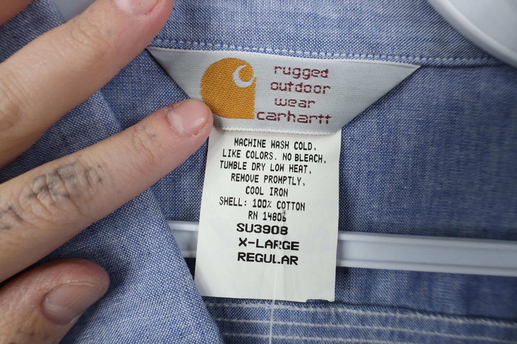 Carhartt Deadstock Vintage 90s Carhartt Chambray Short Sleeve Shirt Size US XL / EU 56 / 4 - 8 Thumbnail