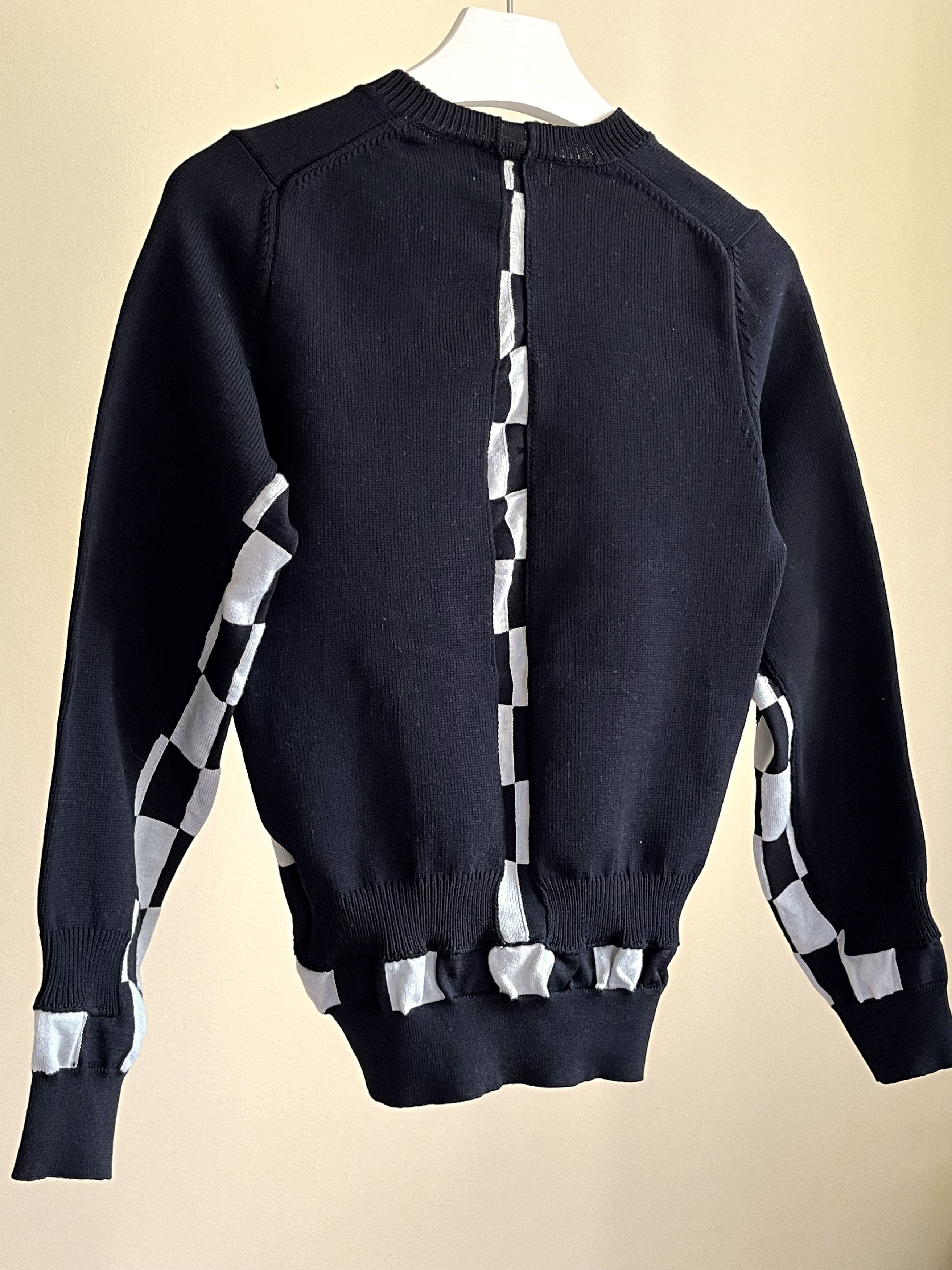 image of Comme Des Garcons Homme Plus Docking Sweater Checkerboard, A/w 2005 in Black/Grey (Size Medium)