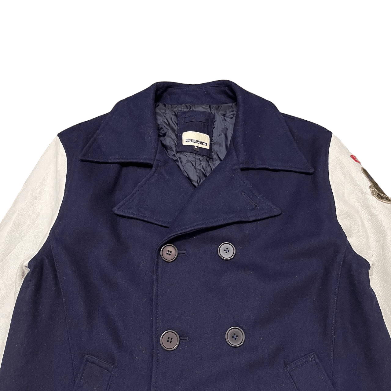 Quiksilver Vintage Quiksilver Wool Coat Leather Sleeve Size US M / EU 48-50 / 2 - 2 Thumbnail