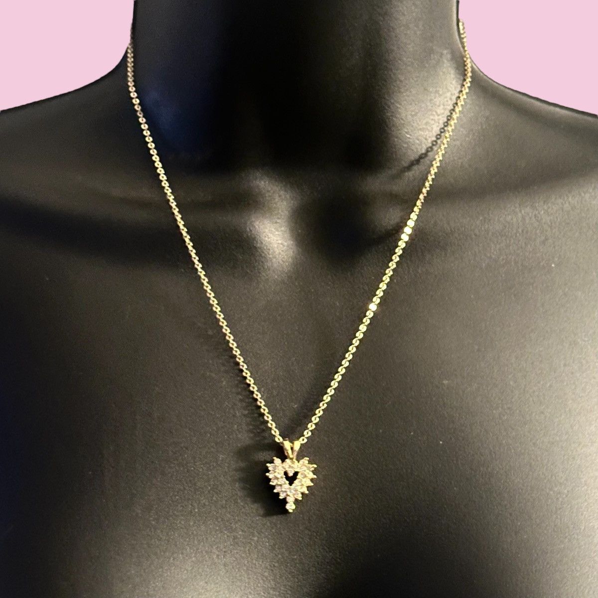 Vintage Vintage gold tone rhinestone heart pendant necklace Size ONE SIZE - 1 Thumbnail