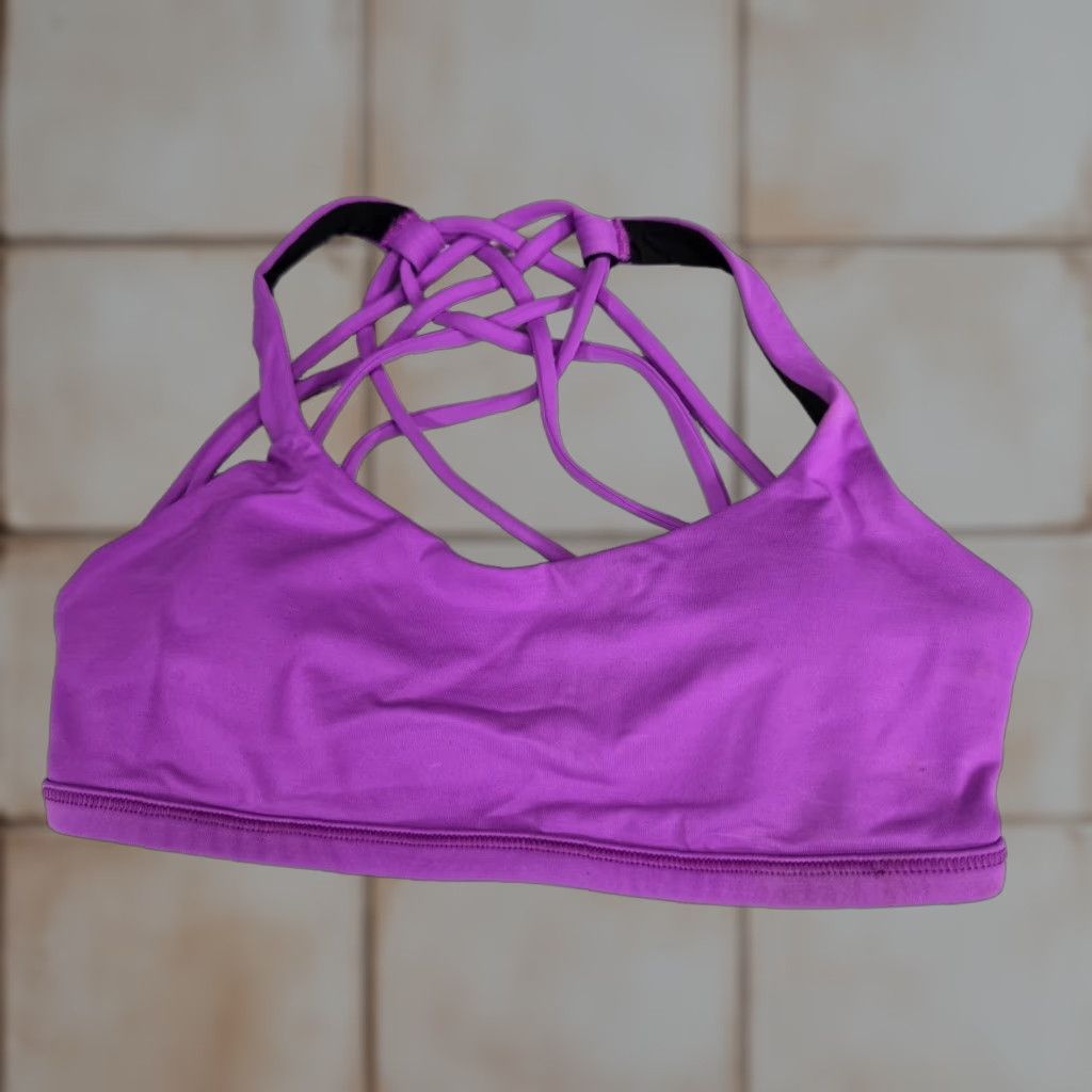 Lululemon Women Sports Bra 2 Purple Free To Be Wireless Logo Strap