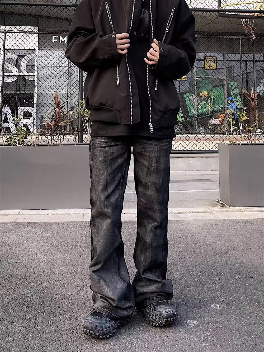 Japanese Brand Heavyweight washed and waxed micro flare jeans Size US 34 / EU 50 - 1 Thumbnail