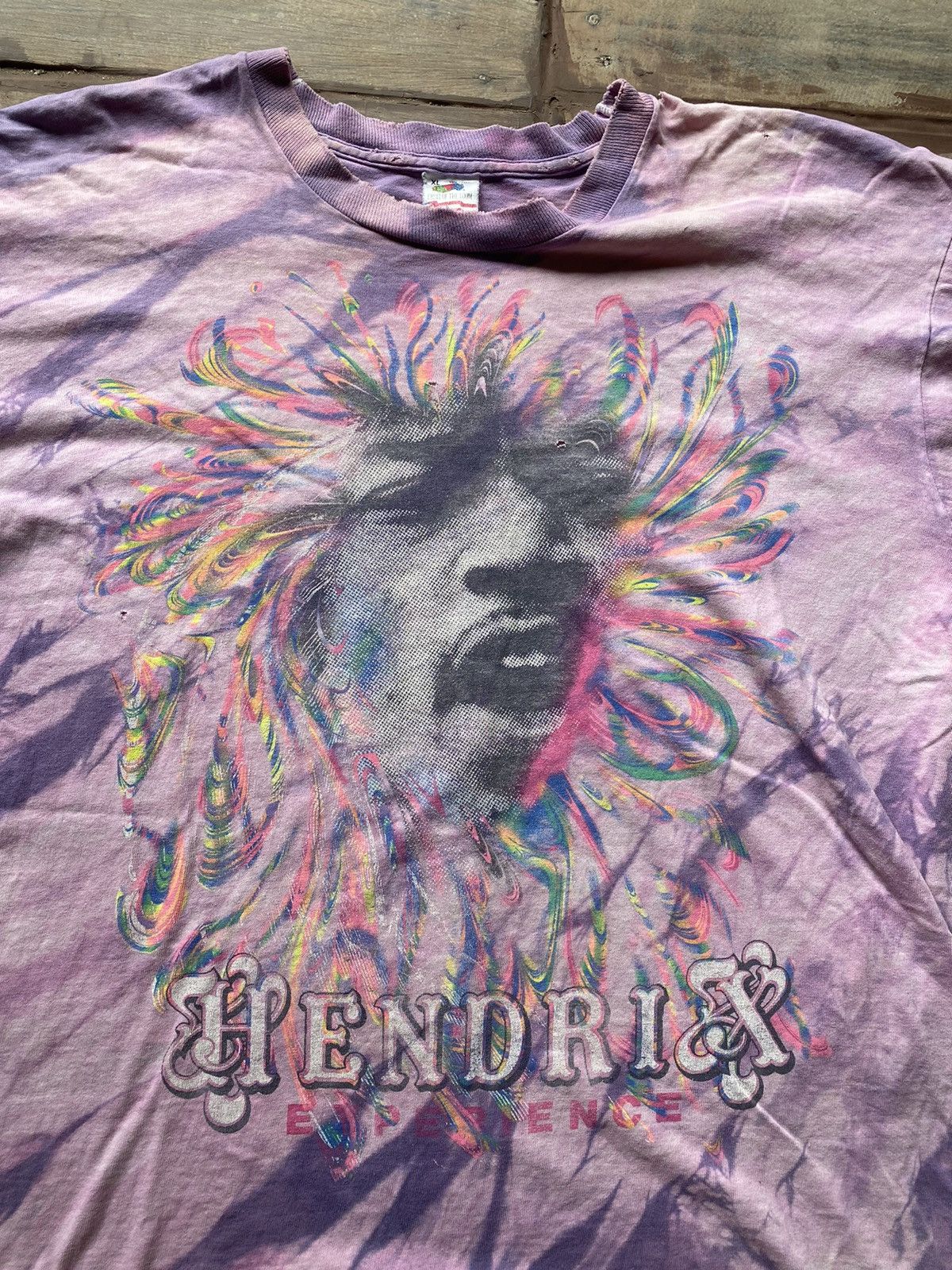 Band Tees × Vintage Vintage Jimmi Hendrix T Shirt Experience Tye Dye 90s Size US XL / EU 56 / 4 - 2 Thumbnail