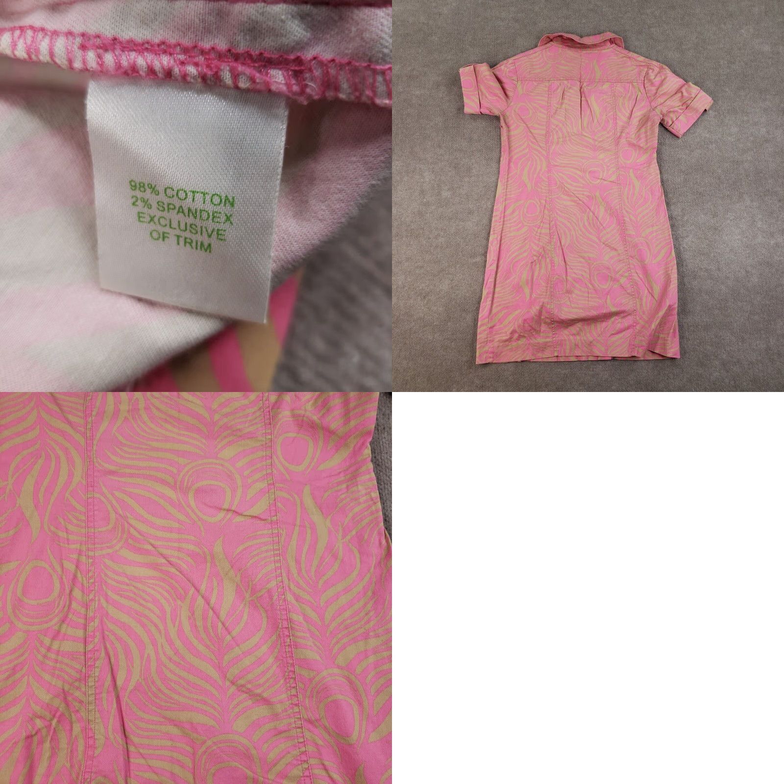 Lilly Pulitzer Lilly Pulitzer Pink Floral V Neck Roll Tab Sleeve Shirt Dress Womens Size 0 Knee Length Beach Size XS / US 0-2 / IT 36-38 - 8 Thumbnail