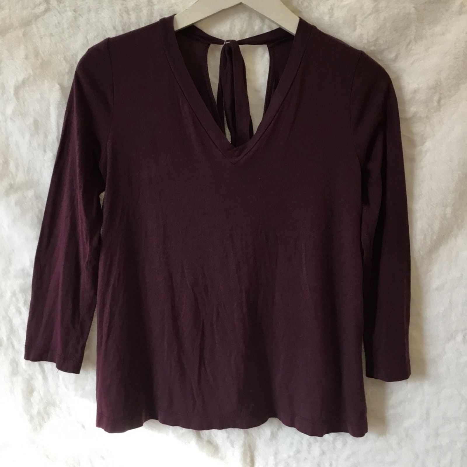 Loft Loft Burgundy V-Neck Long Sleeve Top Size S / US 4 / IT 40 - 4 Thumbnail
