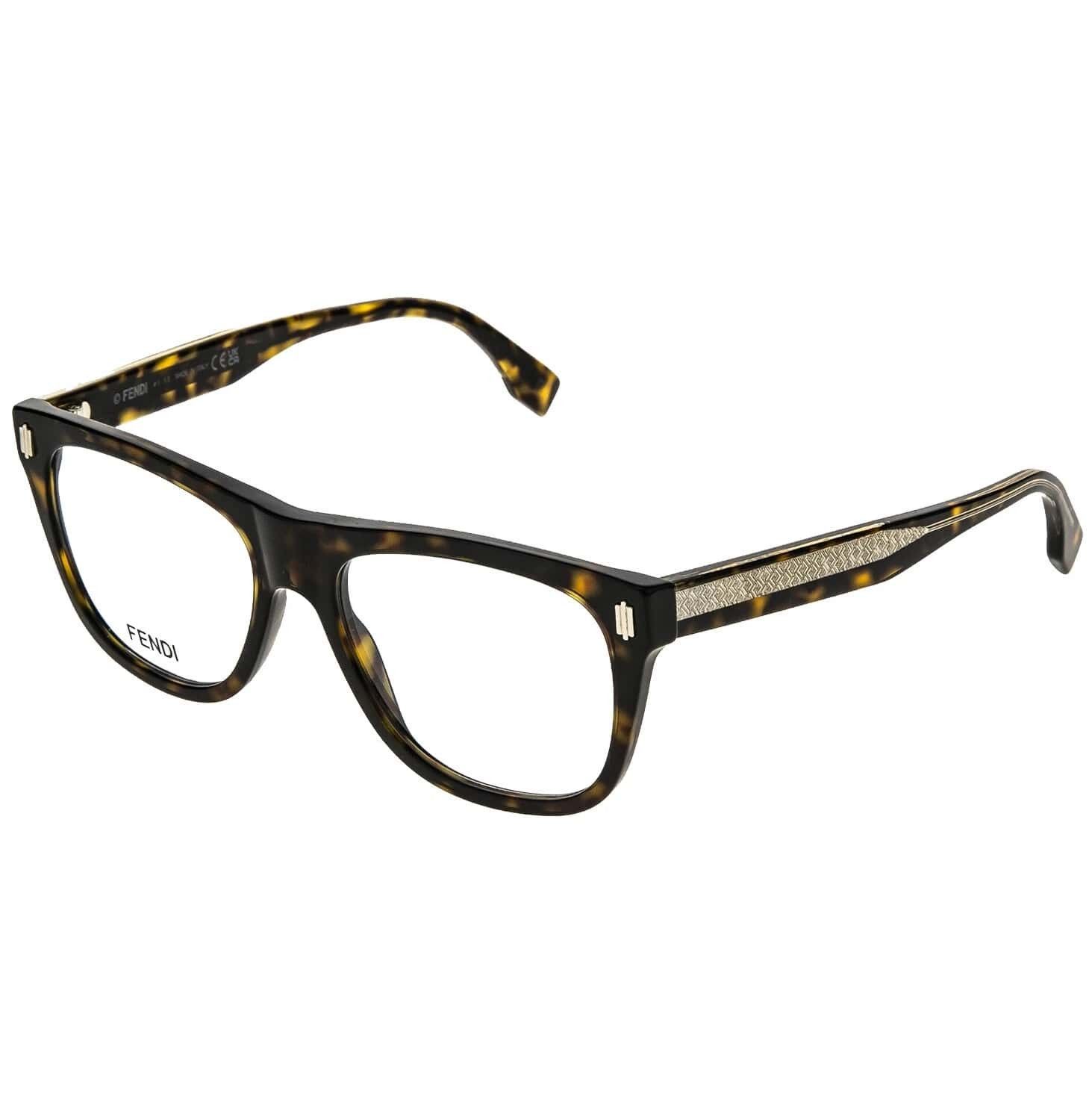 Fendi FENDI 50070 Brown Havana Gold Print Eyeglasses FE50070I 052 Size ONE SIZE - 9 Thumbnail