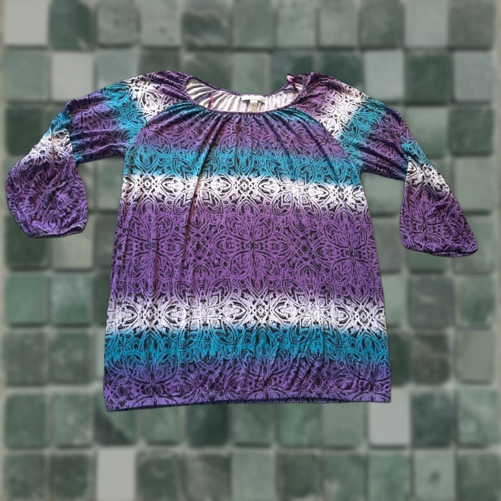 Vintage Dana Buchman Blouse Womens 2XL Long Sleeve Purple Lifts? Size XXL / US 16-18 / IT 52-54 - 1 Thumbnail