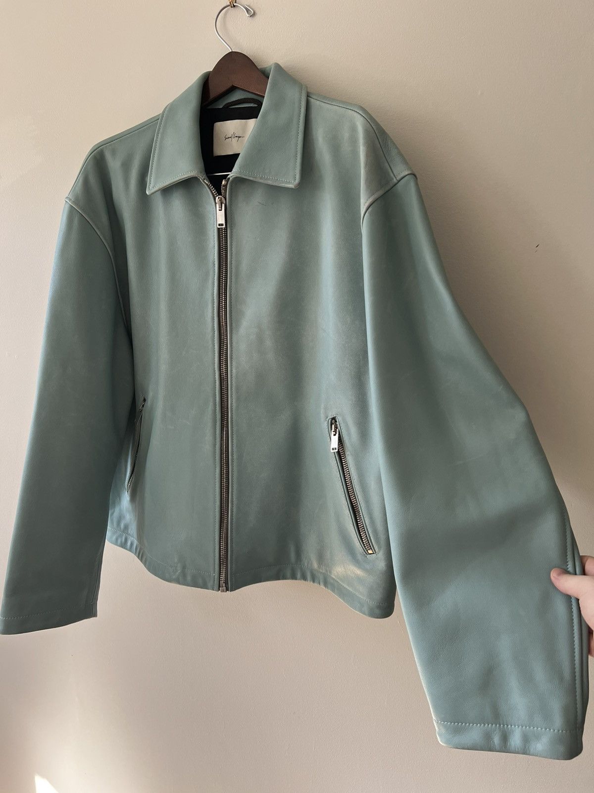 Second/Layer Cropped Leather Jacket in light blue Size US XL / EU 56 / 4 - 2 Thumbnail