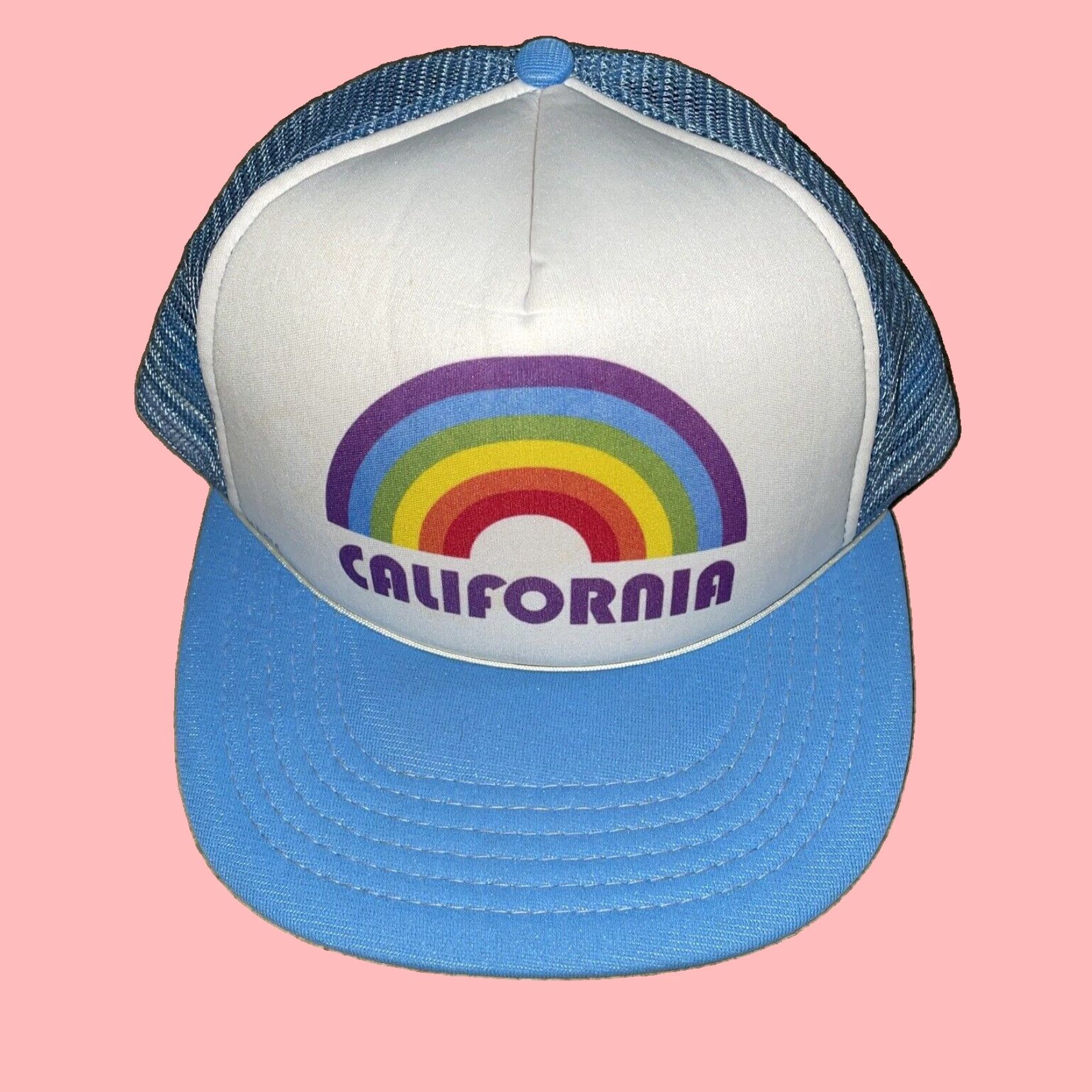 Hat extremely TARE trucker cap hat fashion snap back rainbow Tennessee baby blue w mesh