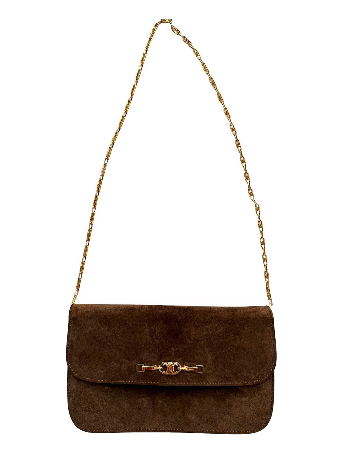 Celine OG Triomphe Chain Brown Suede Envelope Bag Size ONE SIZE - 2 Thumbnail