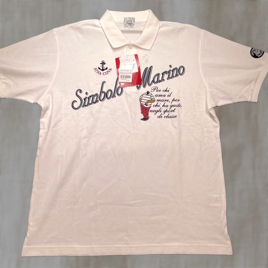 Vintage VINTAGE Lupo Di Mare Sina Cova Polo Shirt Mens XL White Simbolo Marino Nautical Graphic Size US XL / EU 56 / 4 - 1 Thumbnail