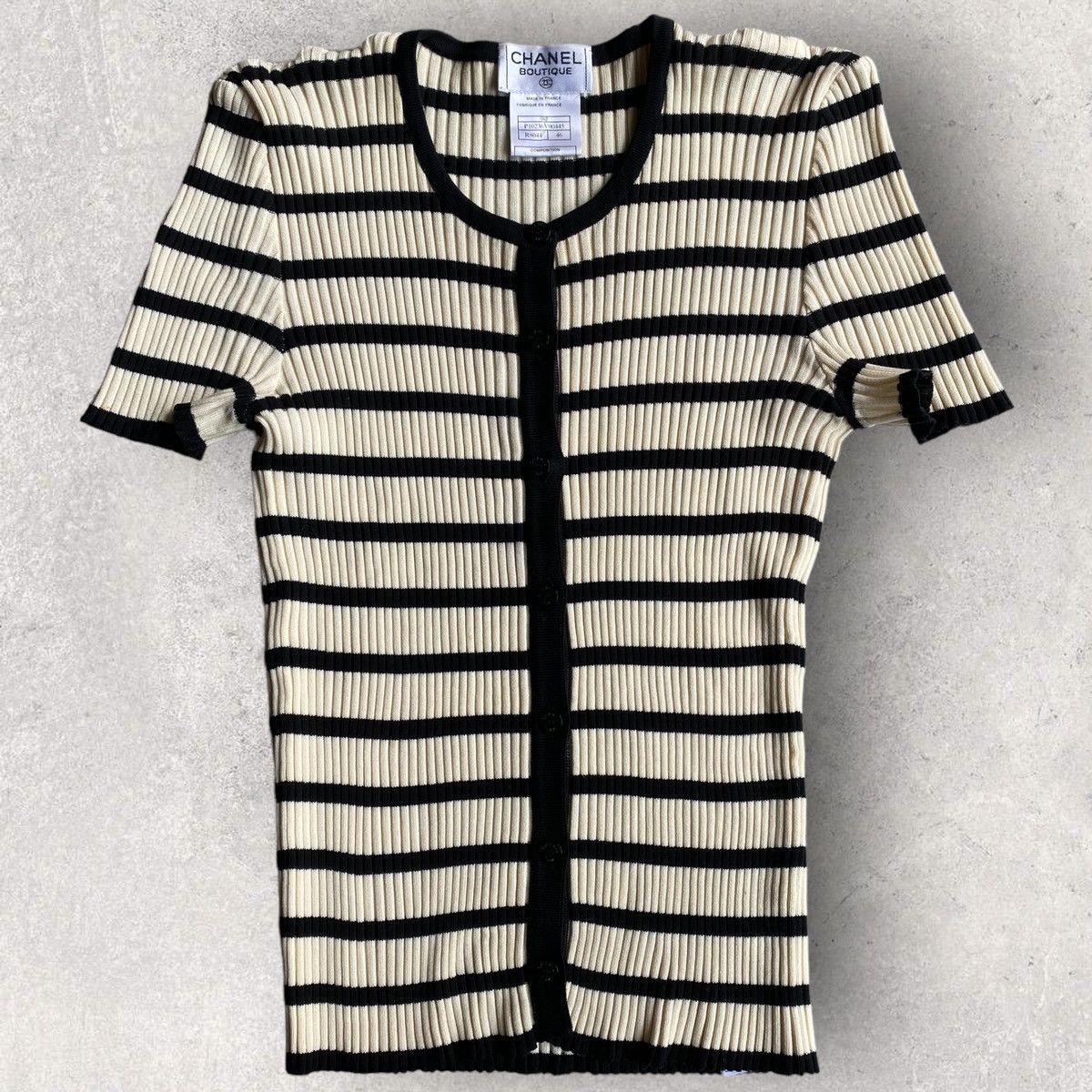Chanel Vintage Spring 98’ Ribbed Button Front Top Size XL / US 12-14 / IT 48-50 - 1 Thumbnail