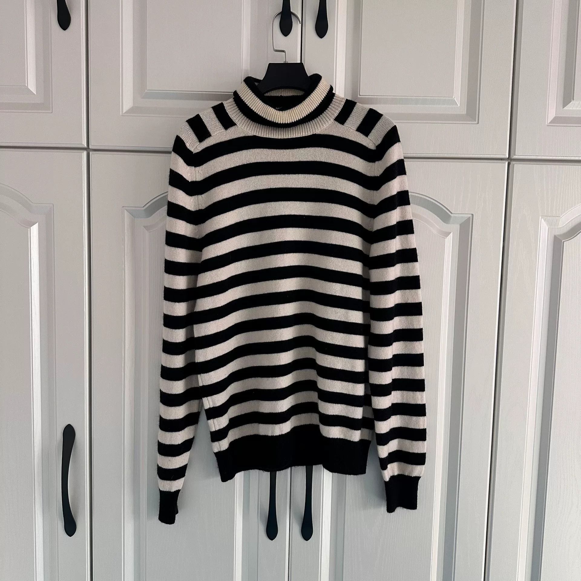 Saint Laurent Paris Saint Laurent Black White Striped Turtleneck Size US L / EU 52-54 / 3 - 1 Thumbnail