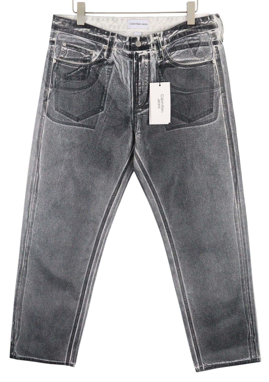 Calvin Klein 90'S STRAIGHT W34 Grey Washed Zip Coated Jeans 85109 Size US 34 / EU 50 - 1 Thumbnail