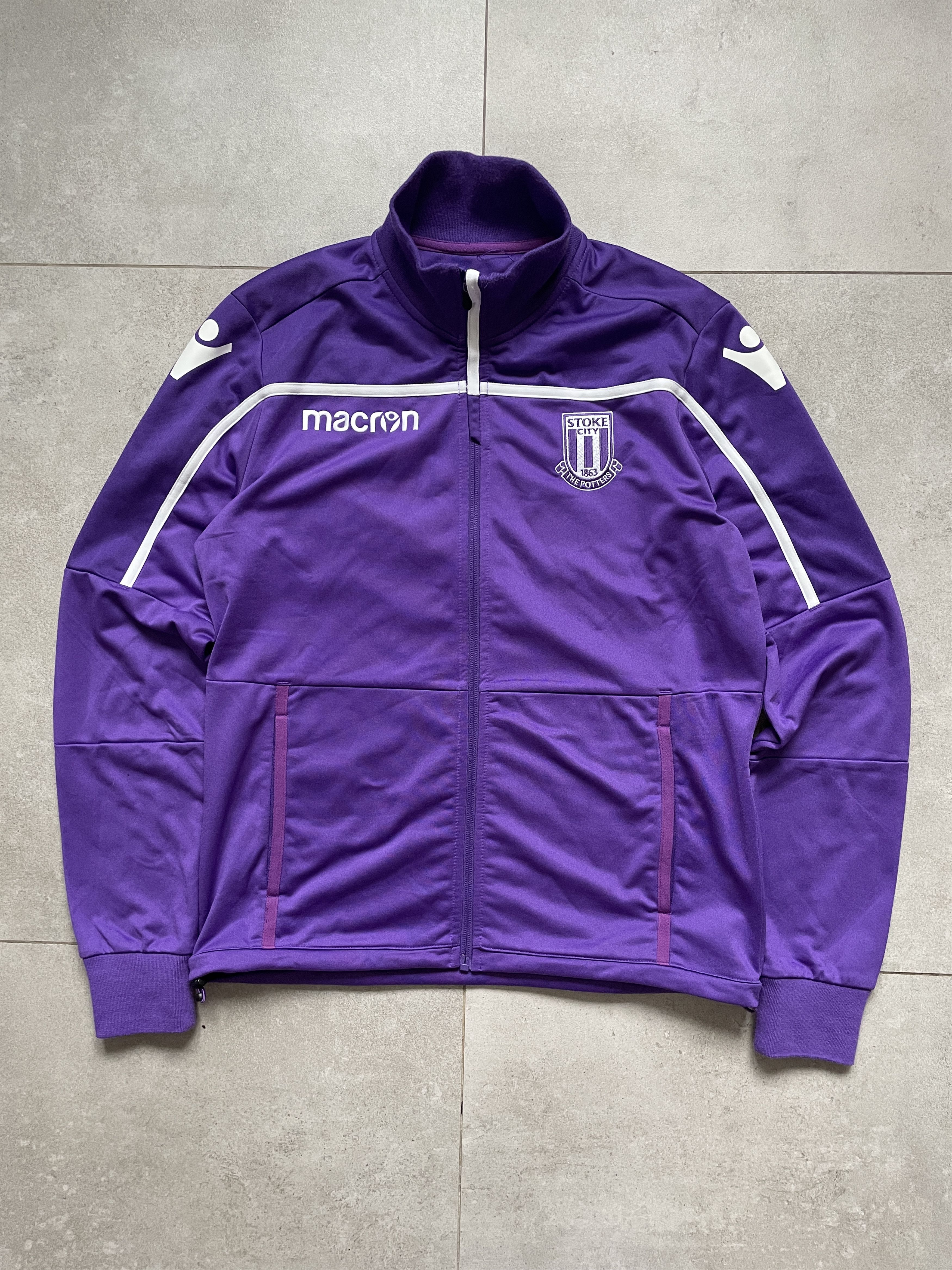 Macron STOKE CITY MARCON ZIP TRACKTOP BLOKECORE SOCCER Size US S / EU 44-46 / 1 - 1 Thumbnail