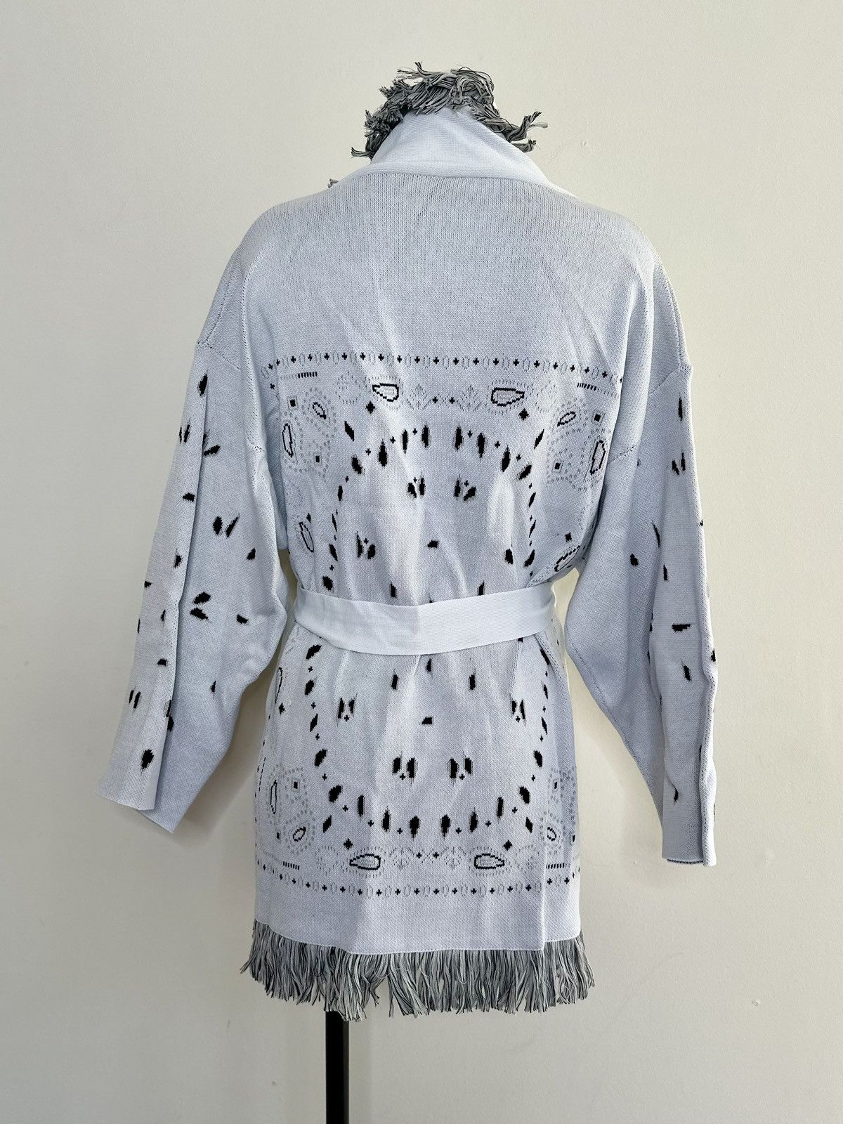 Comfy And Ready Bandana Fringe Belted Cardigan in White