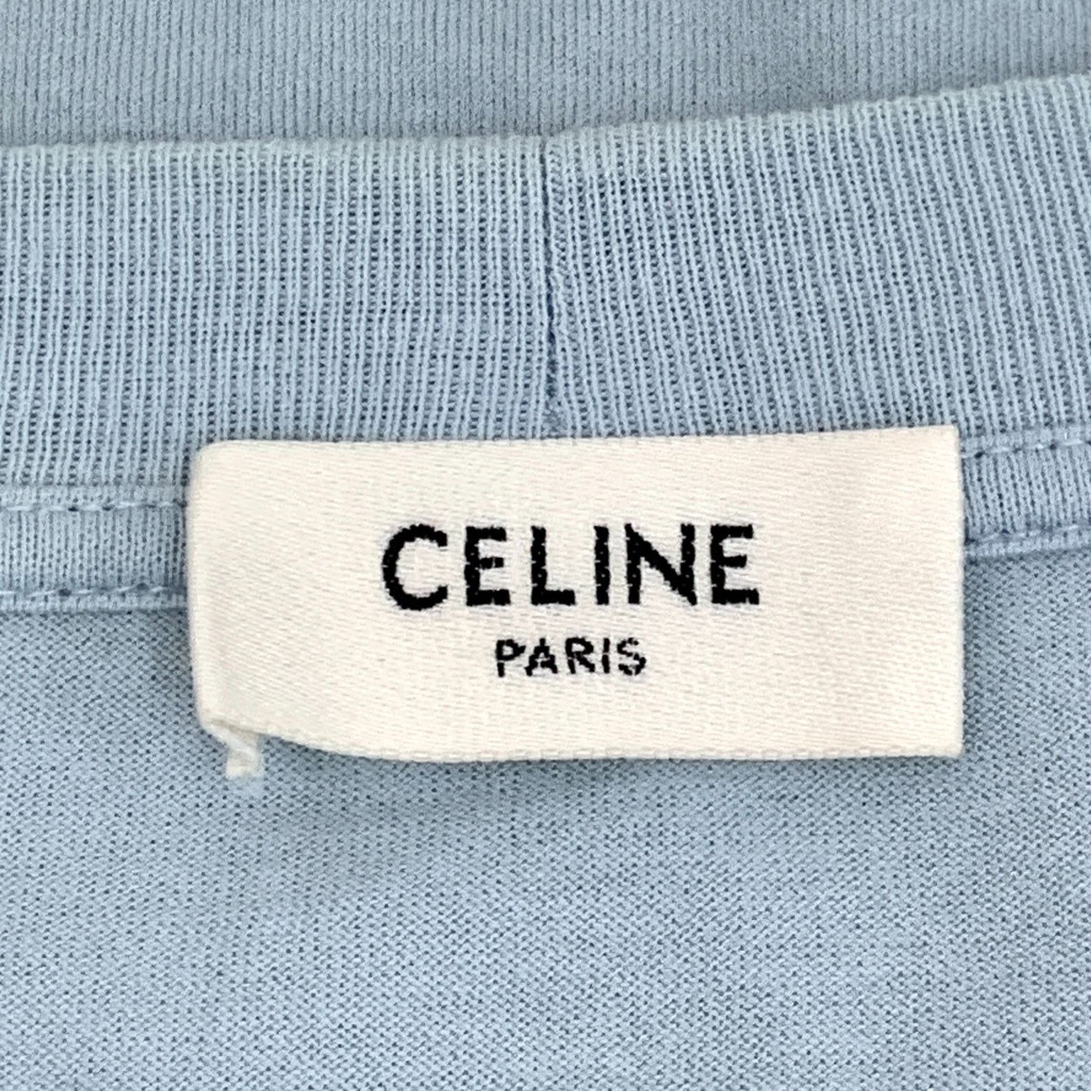 Celine Celine Light Blue Letter Printed Cotton Round-Neck Short-Sle Size M / US 6-8 / IT 42-44 - 2 Thumbnail