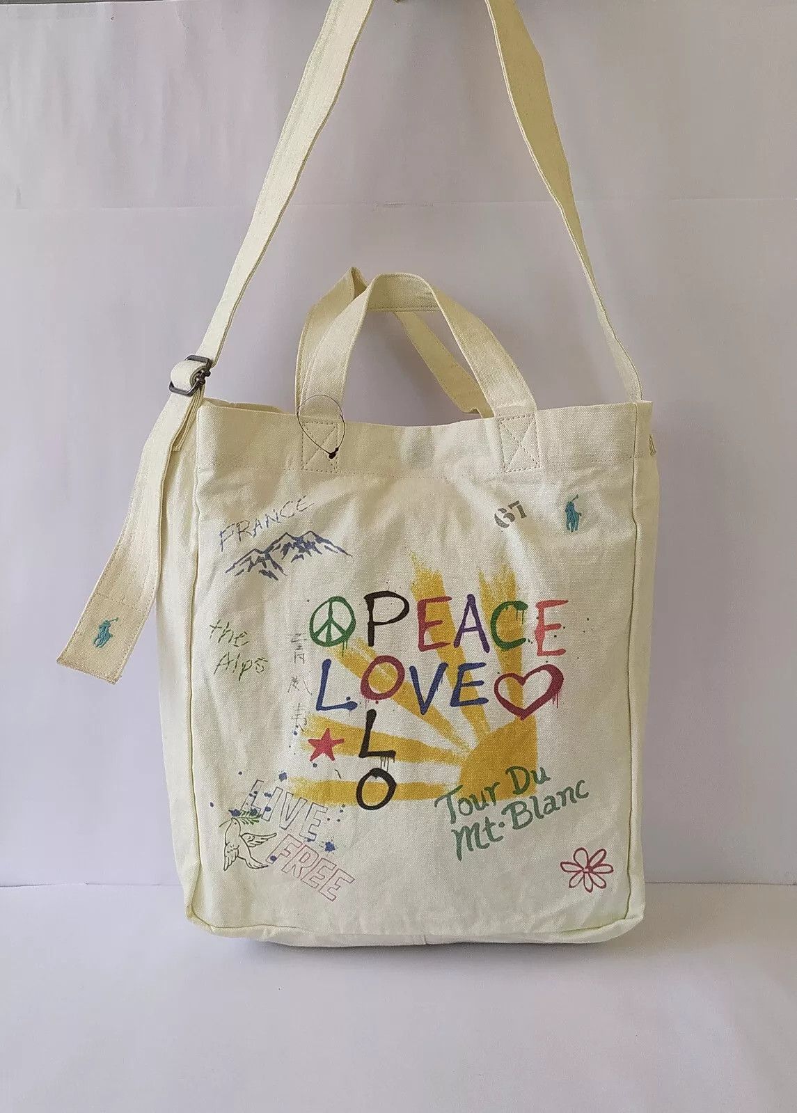 Polo Ralph Lauren PoloRalphLauren Love Print Canvas Shopper Tote Bag IFD 8030 Size ONE SIZE - 1 Thumbnail