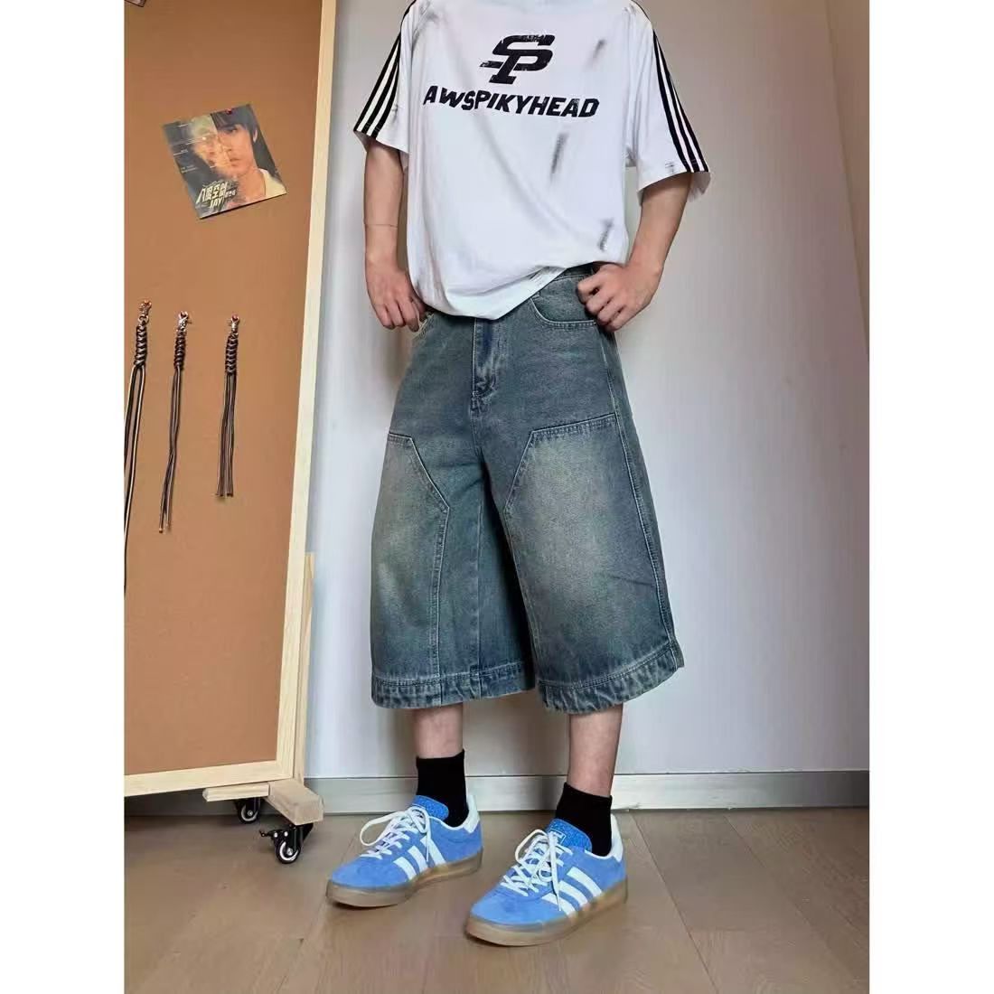 Japanese Brand × Jean Blue washed vintage cargo denim shorts y2k Size US 32 / EU 48 - 1 Thumbnail