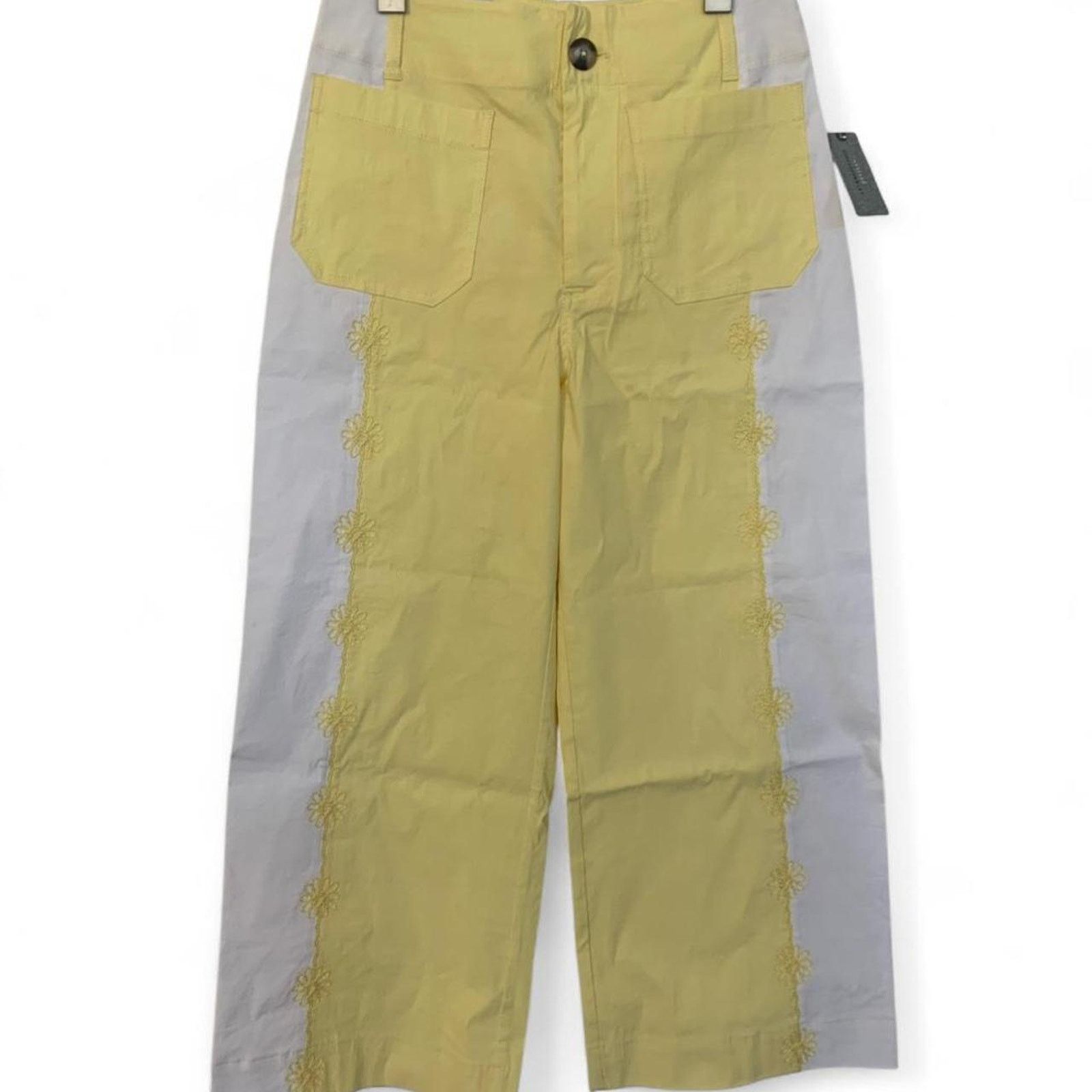 Anthropologie NWT Anthropologie Colette Embroidered Crop Wide Leg Pants Size 28" / US 6 / IT 42 - 4 Thumbnail