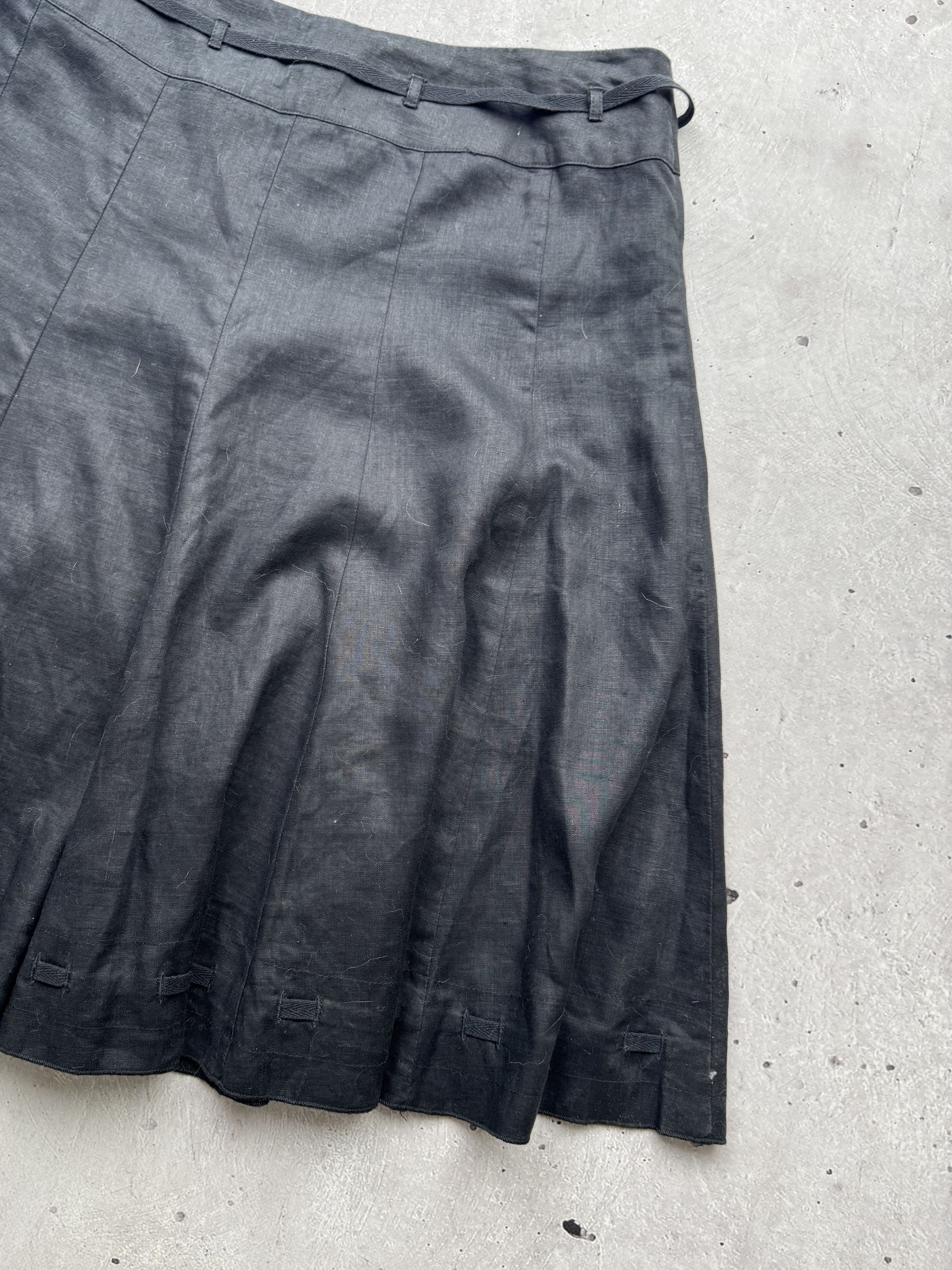 Japanese Brand × Vintage Vintage Linen Flared Belted Japanese Style Mini Skirt Size 32" / US 10 / IT 46 - 7 Thumbnail