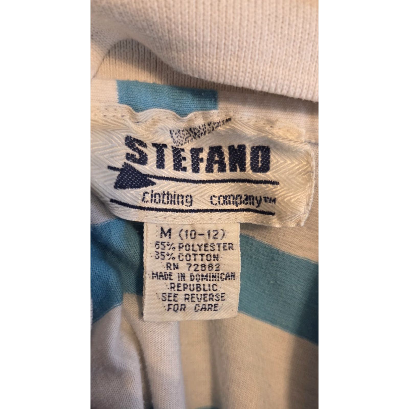 Vintage VINTAGE Stefano Worldwide Aqua White Stripe Polo Shirt M Women Size M / US 6-8 / IT 42-44 - 3 Thumbnail