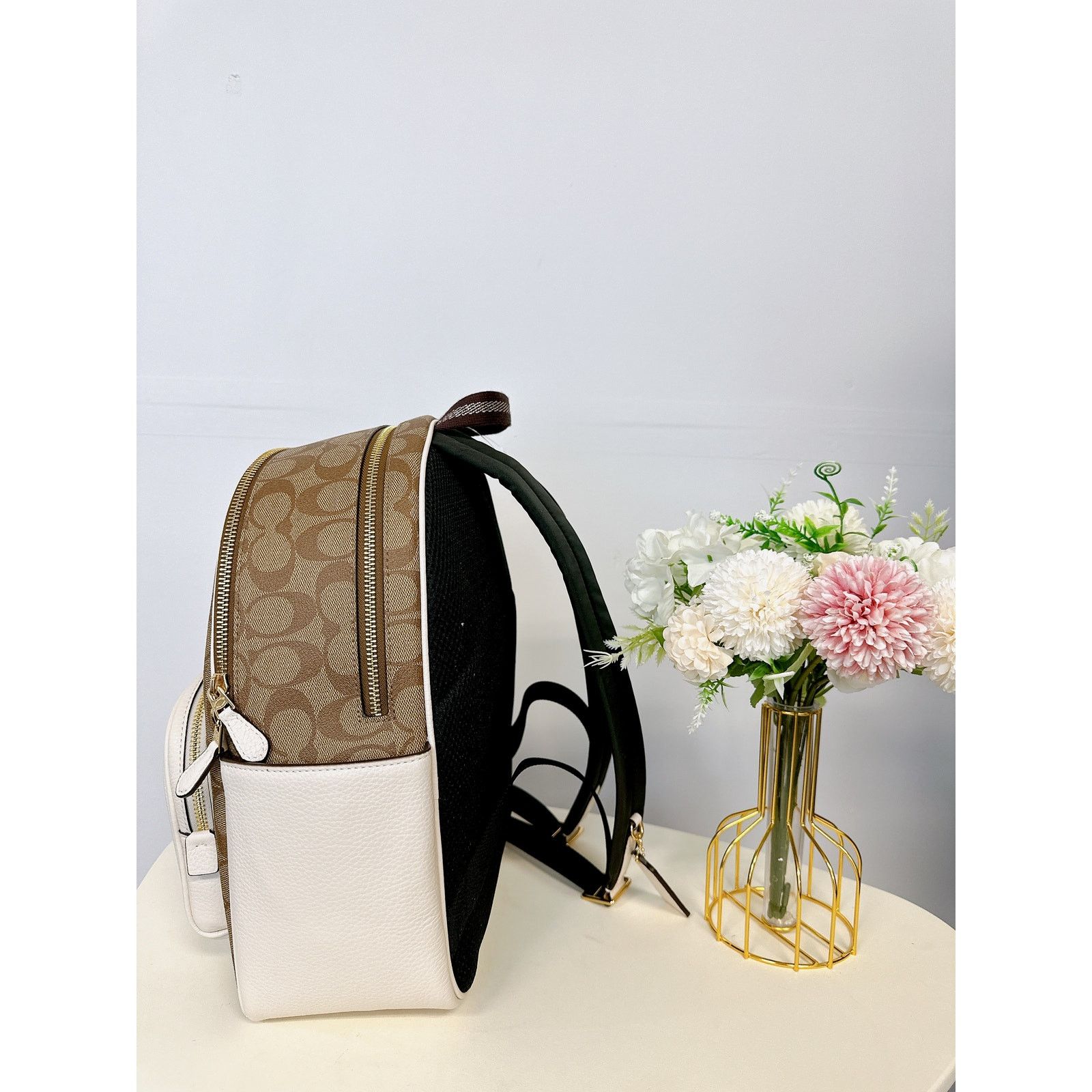 Coach (E)Coach 5671 Court Backpack In Signature Canvas Khaki Chalk Size ONE SIZE - 4 Thumbnail