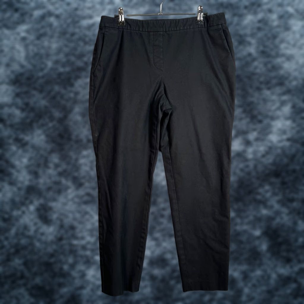 Theory Theory Womens Size 10 Black Tapered Dress Pants Cotton Blend Elastic Waist Size 32" / US 10 / IT 46 - 1 Thumbnail