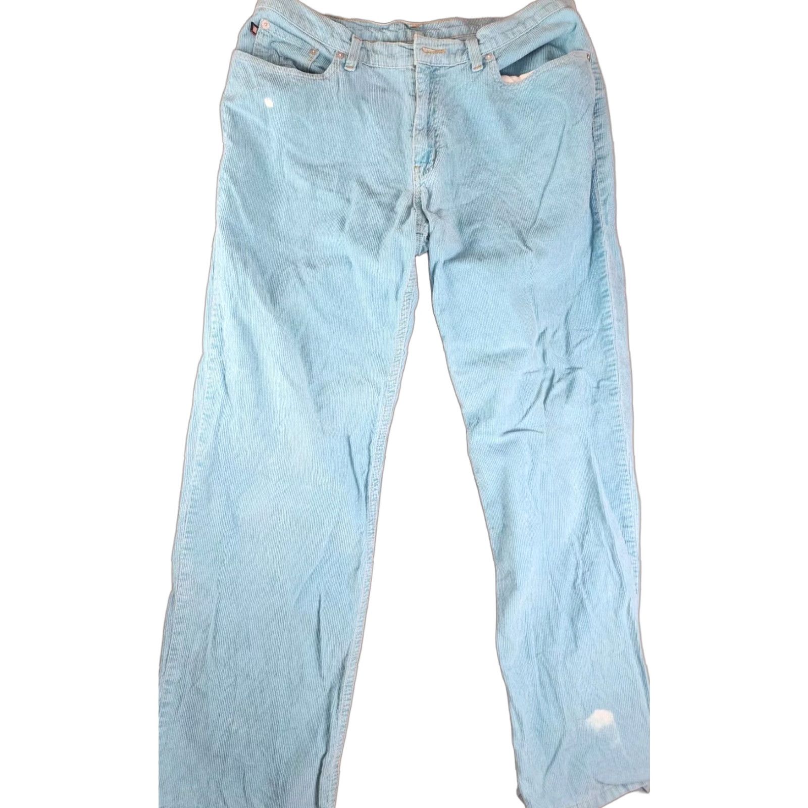 Ralph Lauren VINTAGE Ralph Lauren Polo Jeans Company Saturday Blue Corduroy Pants Women's 12x30 Flat Front 100% Cotton Zip Fly Logo Size 34" / US 12 / IT 48 - 1 Thumbnail