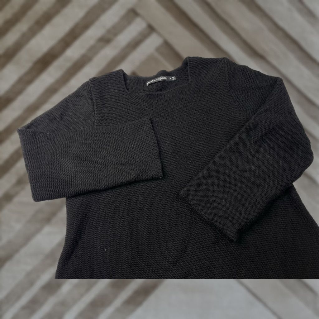 Vintage Gudrun Sjoden Womens Sweater Pullover Knit Cotton Crochet Black S Small Knitwear Jumper Long Sleeve Women Size S / US 4 / IT 40 - 1 Thumbnail