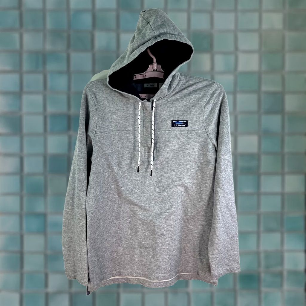 Vintage L.L.Bean Sweatshirt Mens Size S Hooded 1/4 Button Gray Jersey Cotton Embroidered Logo Pullover Size US S / EU 44-46 / 1 - 1 Thumbnail