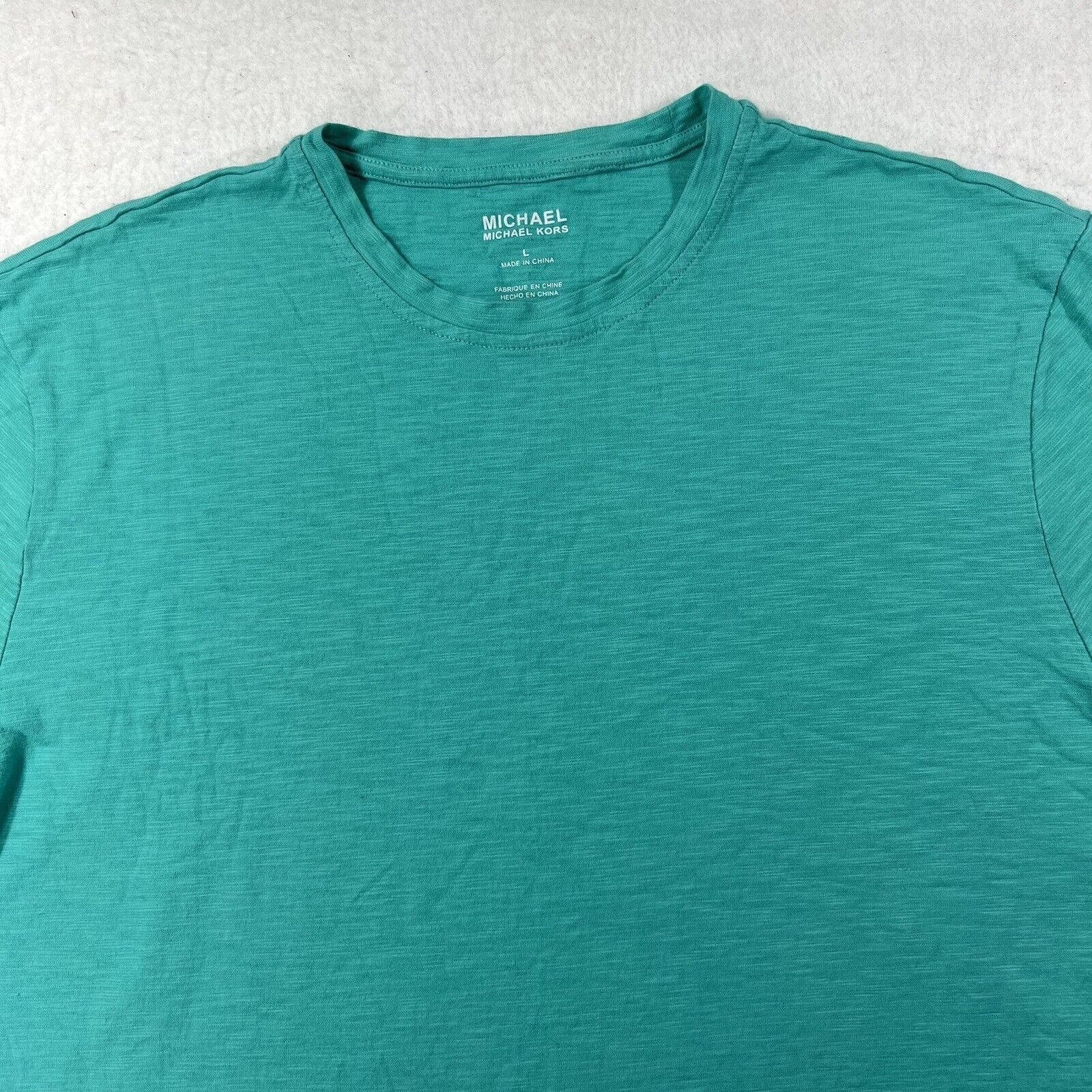 Michael Kors Michael Kors Men's Large Teal Green Canvas T Shirt Size US L / EU 52-54 / 3 - 2 Thumbnail