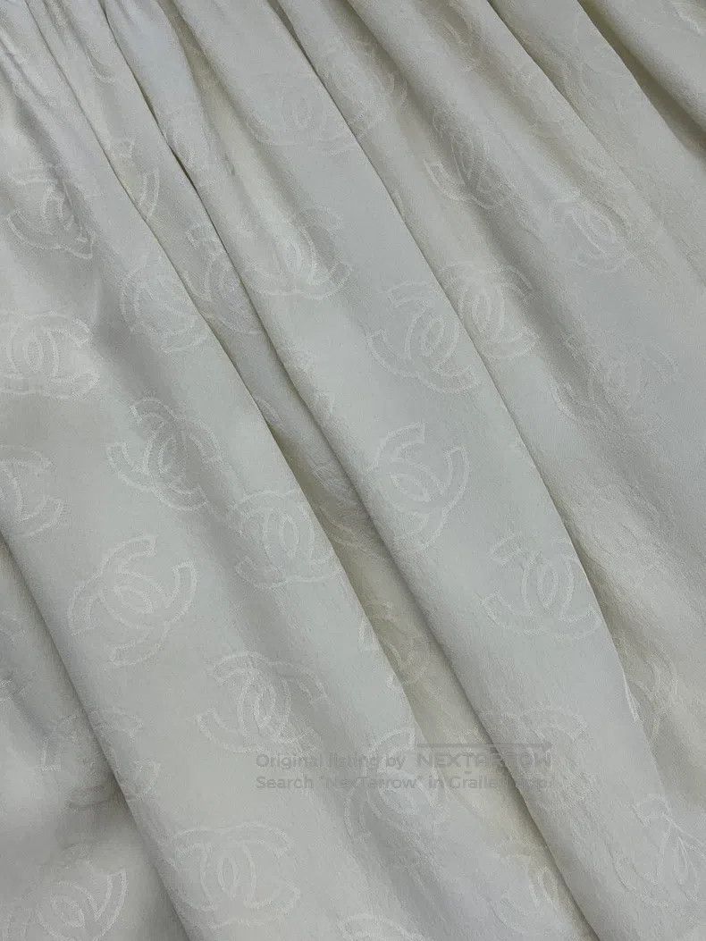Chanel Chanel 23S light yellow full logo full double c silk skirt Size 42" / US 20 - 2 Thumbnail
