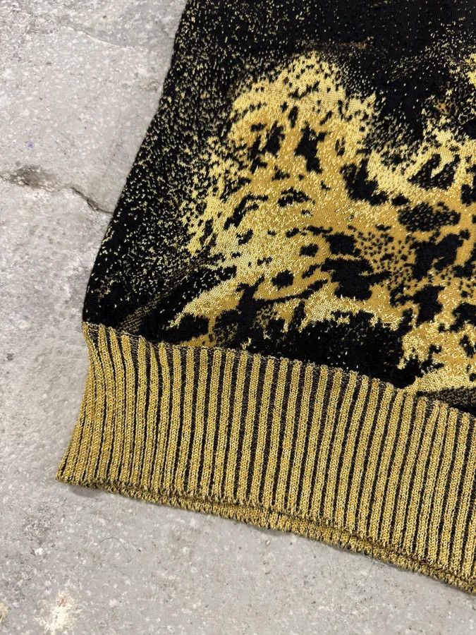 Designer × Just Cavalli × Vintage 2000s Cavalli Golden Panther Sleeveless High Neck Sweater Size XXS / US 00 / IT 34 - 3 Thumbnail