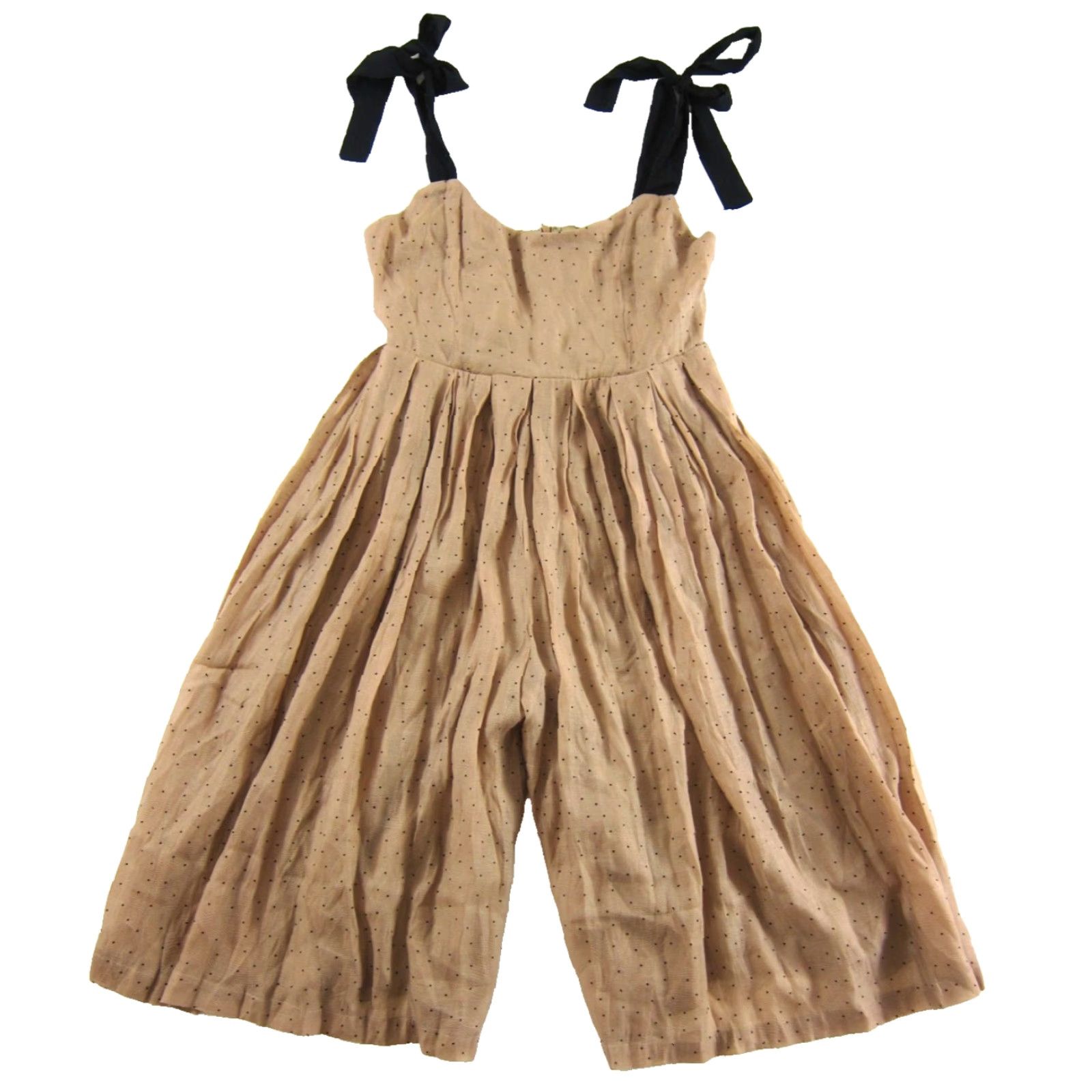 Vintage En Crème Jumpsuit Women L Polka Dot Pocket Wide-Leg Capri One-Piece Brown Black Size 36" / US 14 / IT 50 - 2 Thumbnail