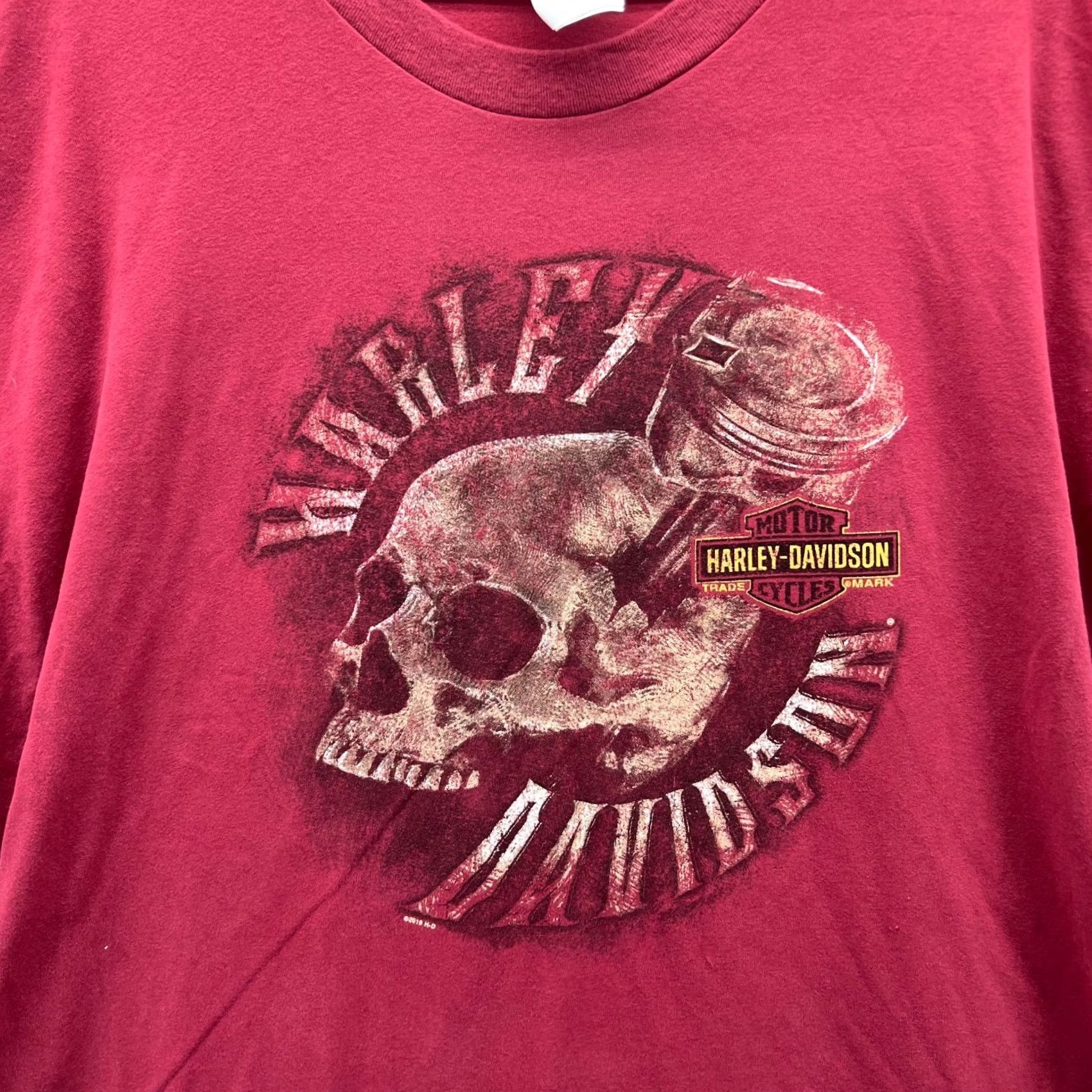 Harley Davidson Harley-Davidson Shirt Men 2XL Red Cotton Tee Outdoor Skull Biker Tee Shirt Size US XXL / EU 58 / 5 - 6 Thumbnail
