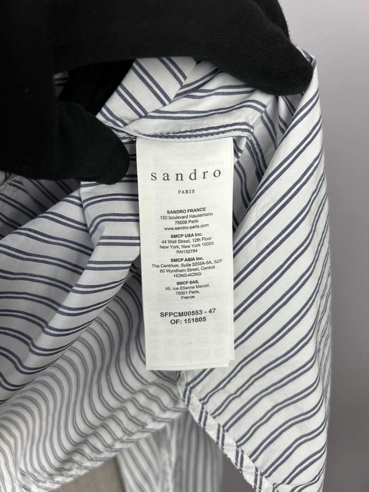 Designer × Sandro Sandro White Blue Striped Pinstripe Cotton V Neck Shirt M Size M / US 6-8 / IT 42-44 - 8 Thumbnail