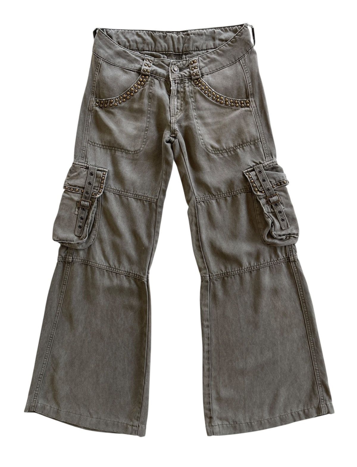 Cook Jeans Y2K Studded Bondage Flare Cargo If Six Was Nine Pants Size 28" / US 6 / IT 42 - 1 Thumbnail