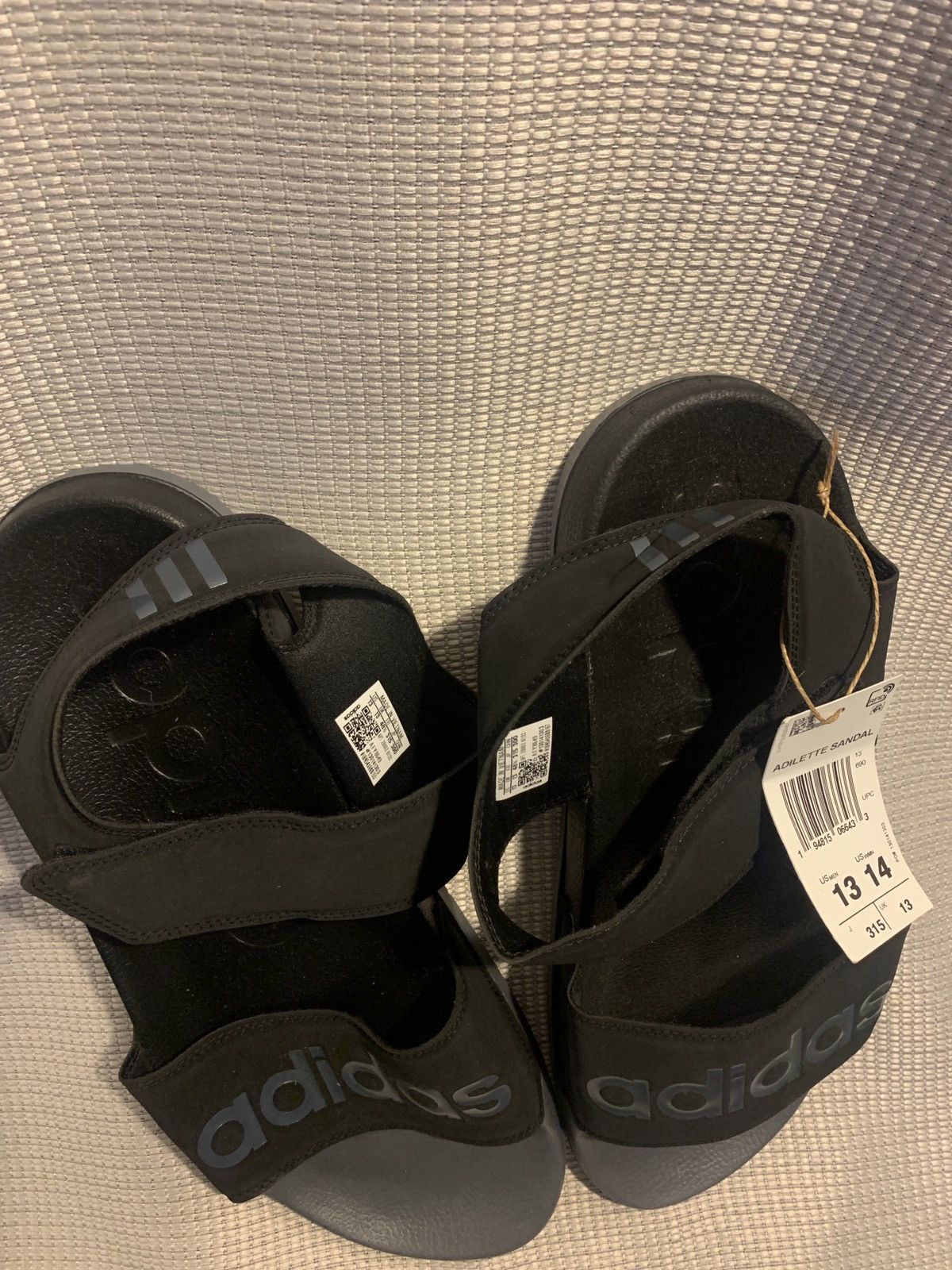 Adidas NEW Adidas Adilette black slides heel strap size 13M/W14 Size US 13 / EU 46 - 7 Thumbnail
