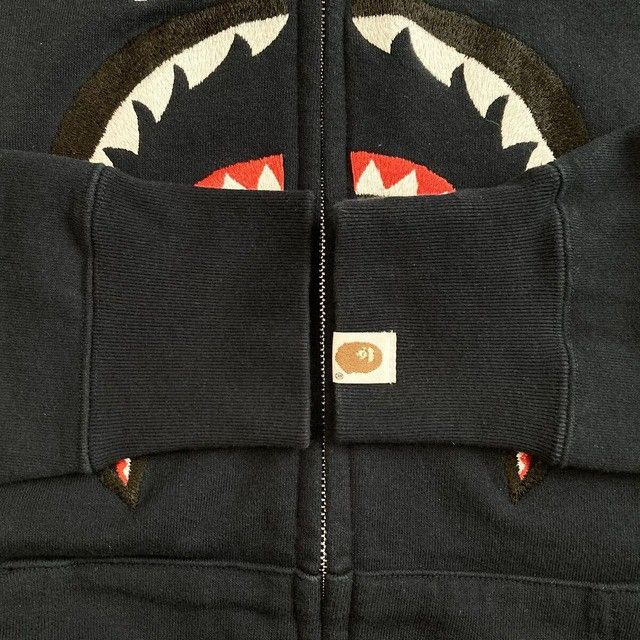 Bape BAPE EMBROIDERY Shark Full Zip Hoodie Navy a bathing ape Size US M / EU 48-50 / 2 - 7 Thumbnail