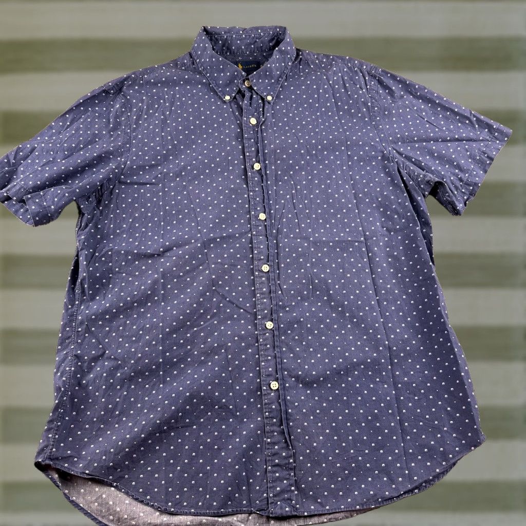 Ralph Lauren Ralph Lauren Button-Up Shirt Mens XL Blue Slim Cotton Geometric Short Sleeve Button-Down Size US XL / EU 56 / 4 - 1 Thumbnail