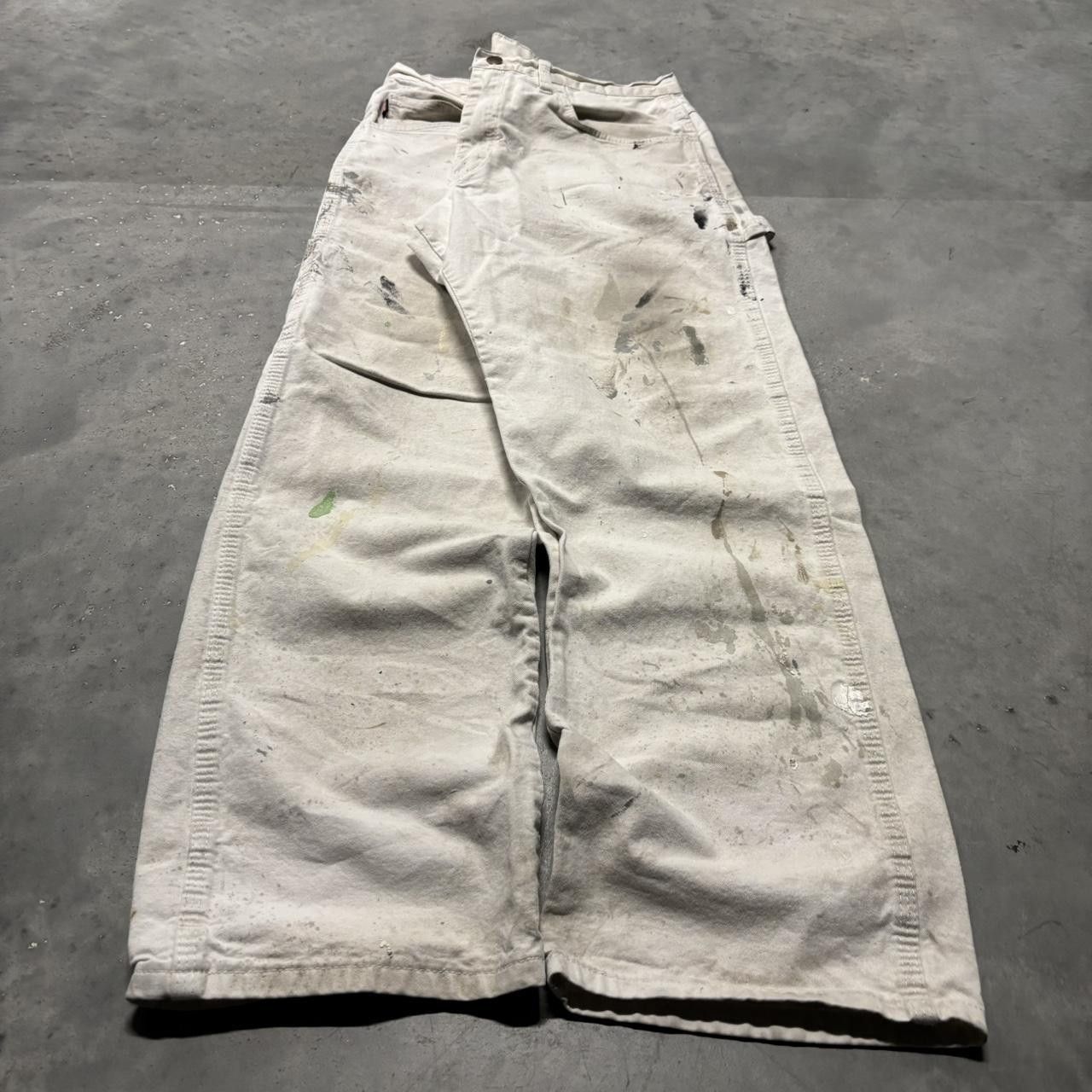 Vintage Crazy Vintage 90s Grunge White Paint Splatter Skater Workwear Carpenter Pants! Size US 32 / EU 48 - 3 Thumbnail