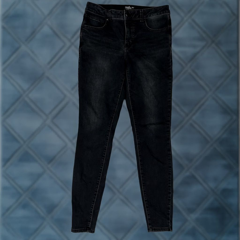 Vintage Maurices Everflex High Rise Skinny Jeans Women's 10 Black Denim Stretch 10L Long Size 32" / US 10 / IT 46 - 1 Thumbnail