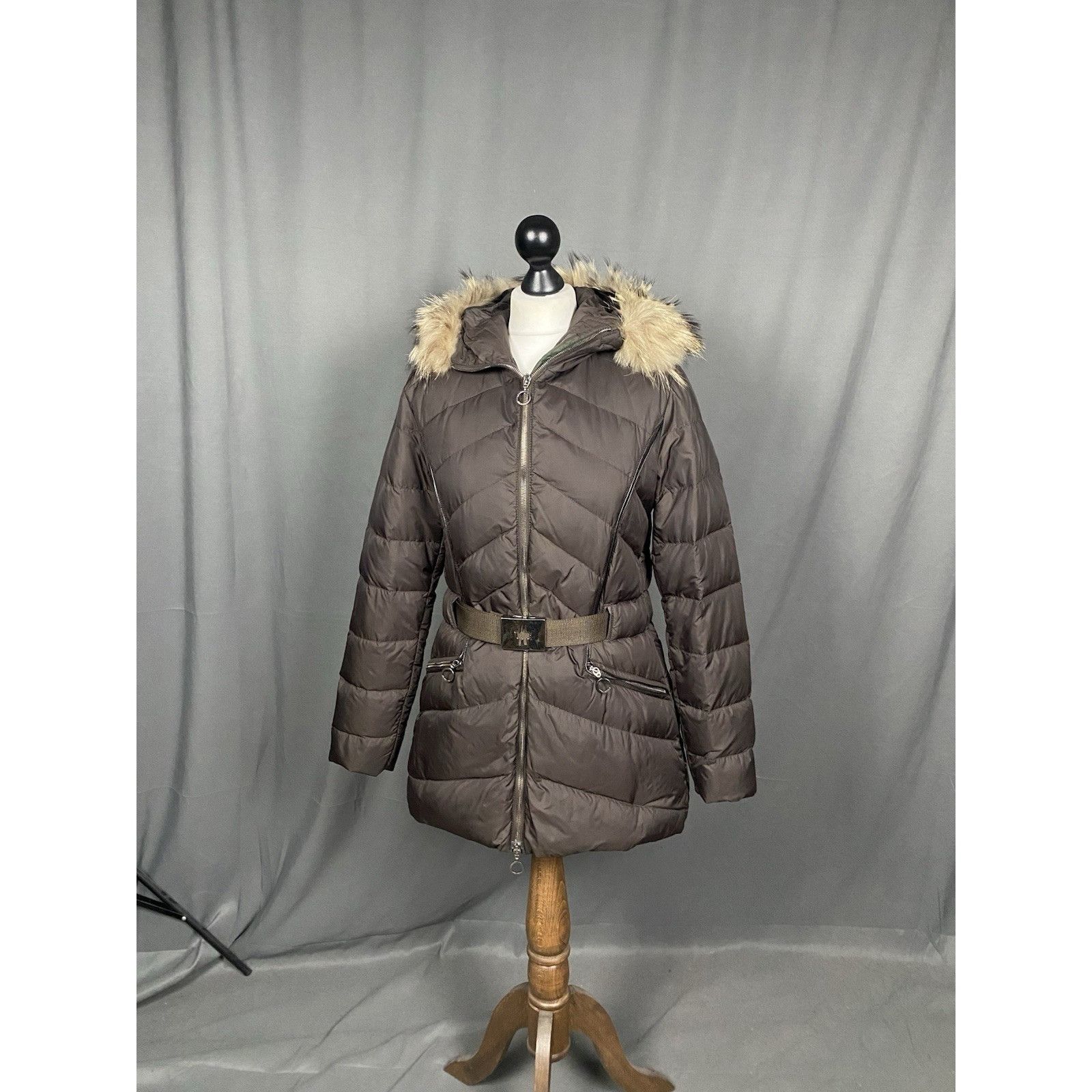 Moncler Moncler Durrure Women's Brown Belted Down Insulated Puffer P Size M / US 6-8 / IT 42-44 - 2 Thumbnail