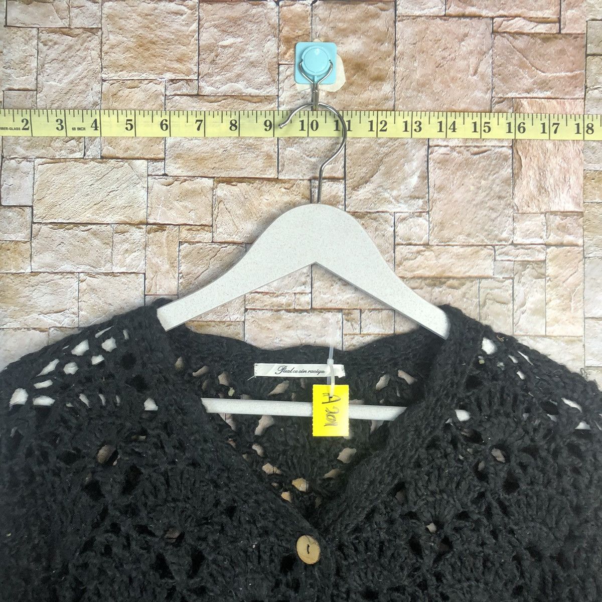 Handmade × Homespun Knitwear × Japanese Brand DL Pual CeCin Raciqn crochet meshnet Cardigan Knitwear #A201 Size M / US 6-8 / IT 42-44 - 4 Thumbnail