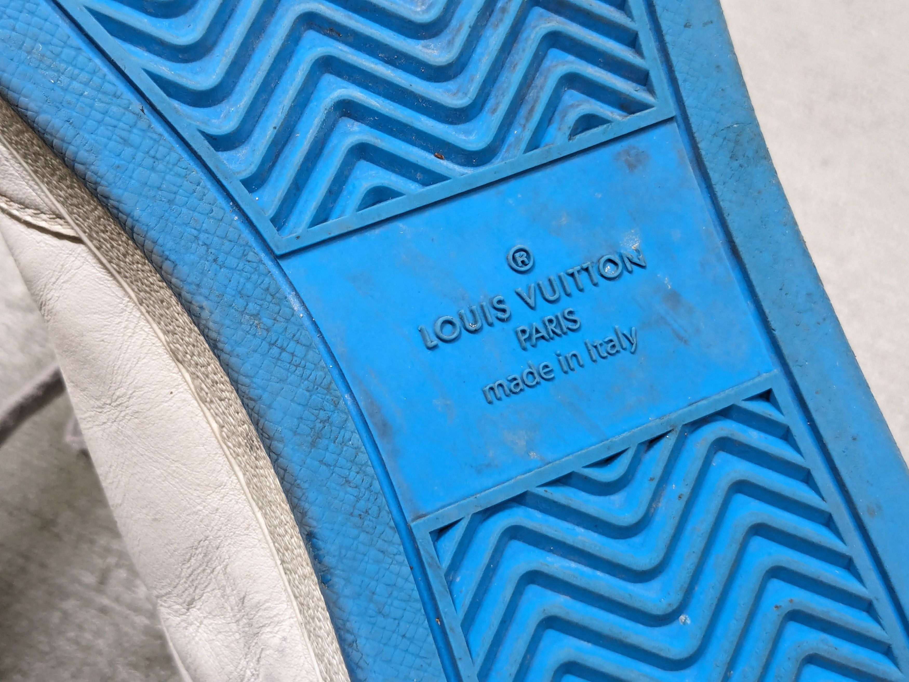 Louis Vuitton Louis Vuitton Rivoli Sneakers White Blue 9.5 Leather High ...