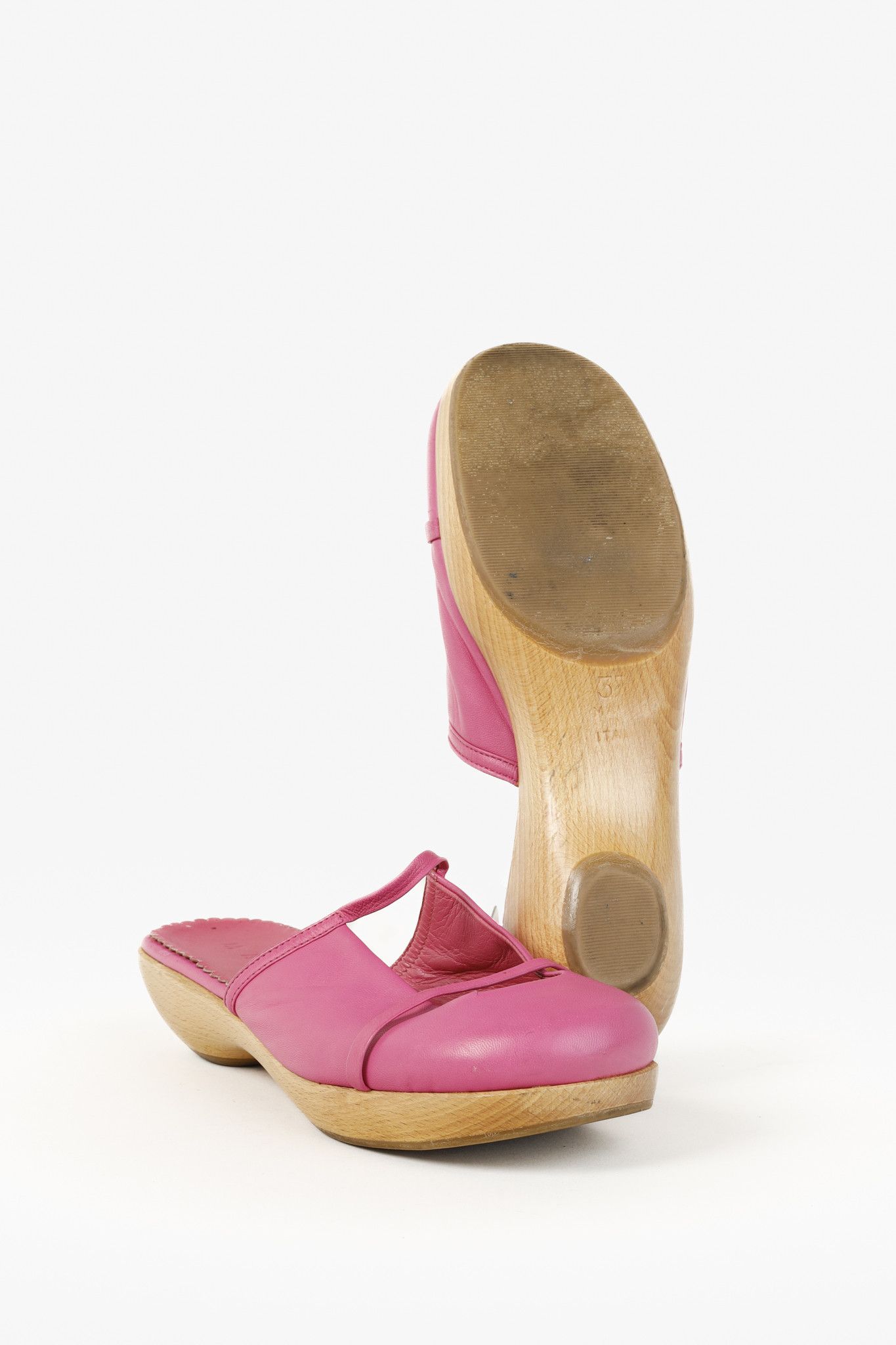 Marni Marni Fuchsia Leather Clog Size US 7 / IT 37 - 4 Thumbnail