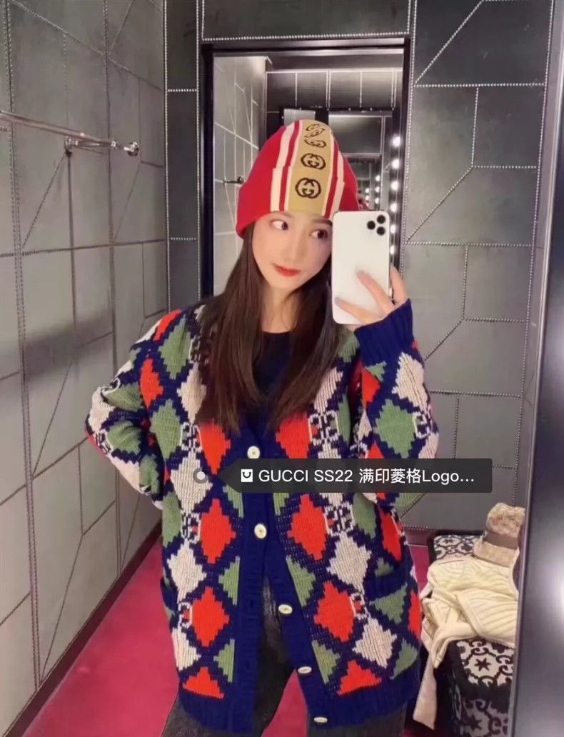 Gucci Gucci Diamond-shaped checkered old flower full LOGO sweater Size US XXL / EU 58 / 5 - 7 Thumbnail