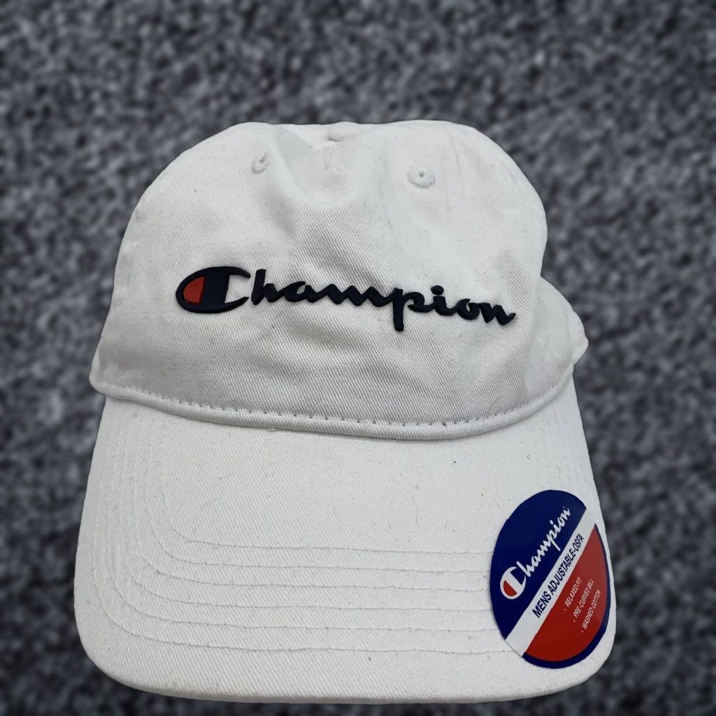 Champion Champion Hat Cap Strap Back Mens White Twill Baseball Logo Embroidered One Size Size ONE SIZE - 1 Thumbnail