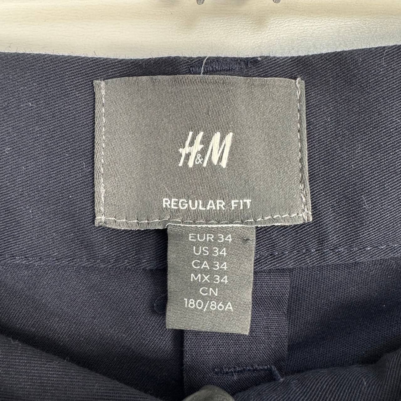 H&M H&M Chino Trousers Navy Blue Regular Fit Mens Size L (W34) Size US 36 / EU 52 - 4 Thumbnail